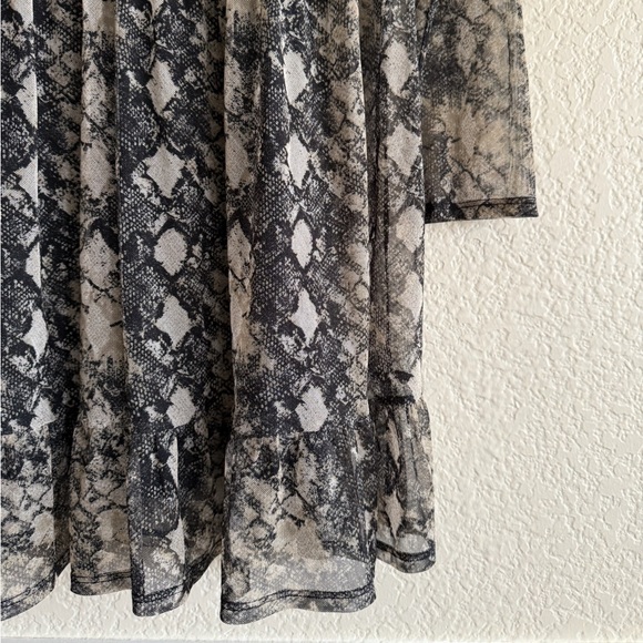 WAYF Small Snake Print Mini Dress Sheer Long Sleeve Boho Cottagecore Chic Edgy - Picture 5 of 11
